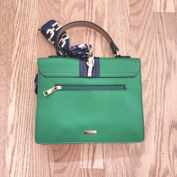 EUC Aldo Green and Navy Handbag with Chain Detail - Picture 4 of 7